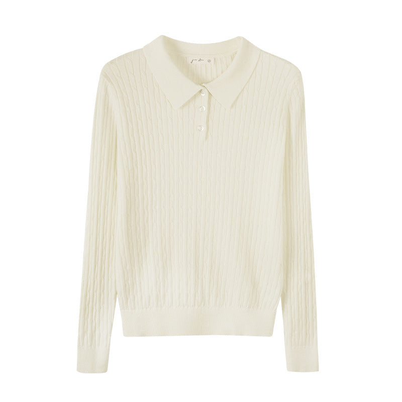 High-Neck Knit Sweater for Women, Slim Fit, Long Sleeve